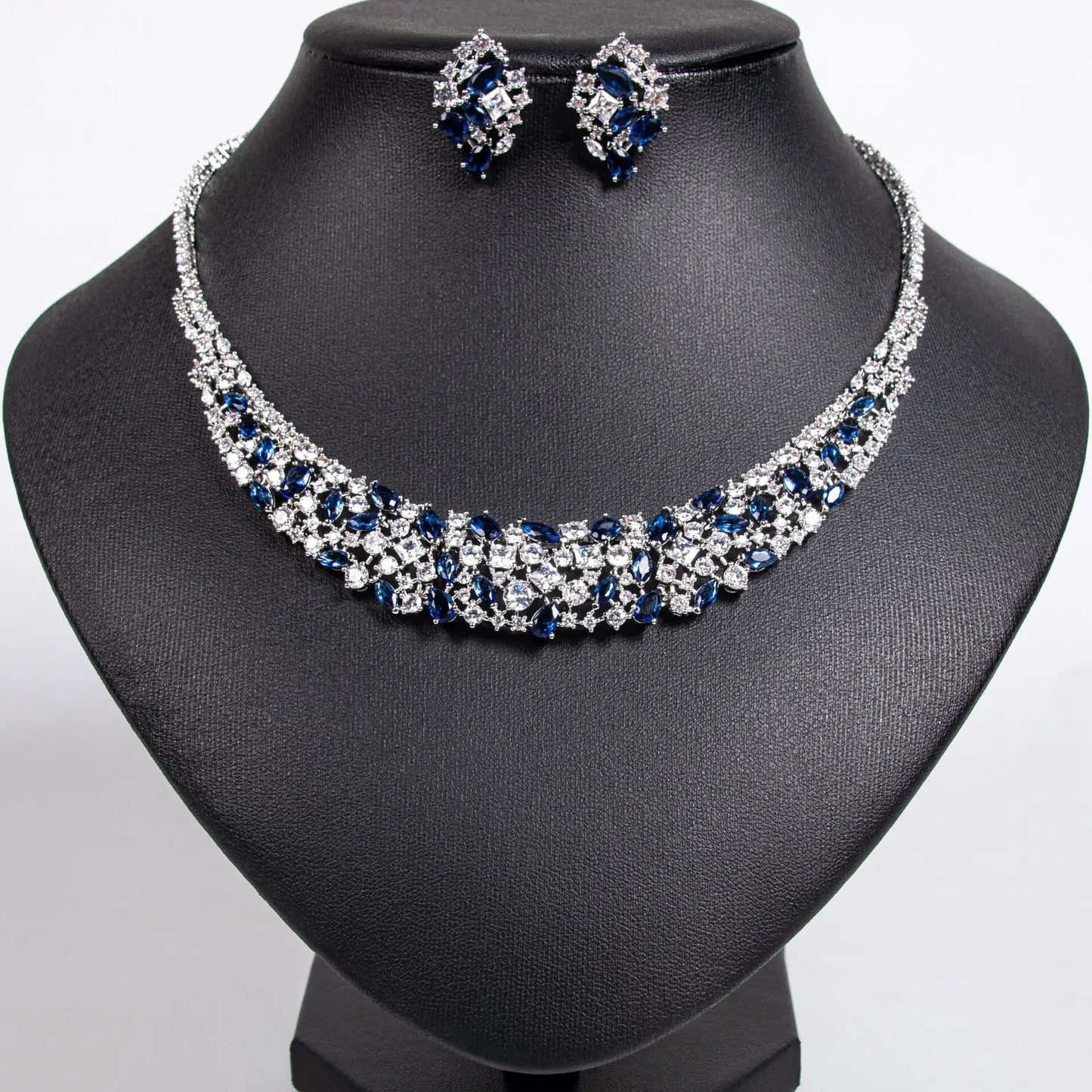 Deluxe High Quality Zirconia Ladies Jewellery Necklace Earring Set Party Prom Wedding Graduation Dress Accessories M-347