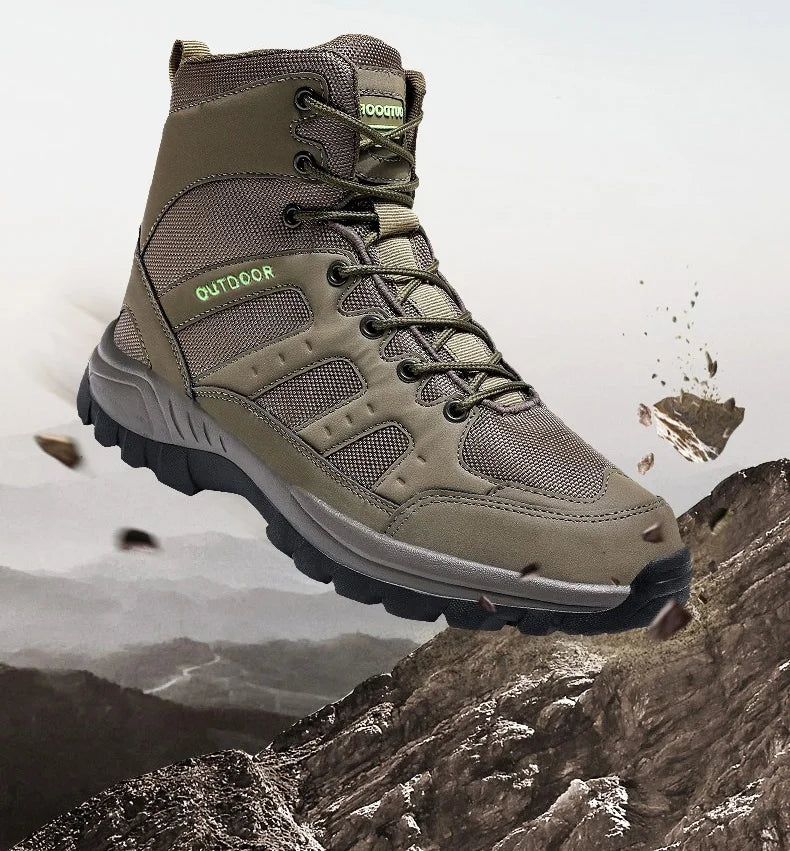High-Top Men Hiking Boot Winter Outdoor Shoes Lace-Up Non-slip Sports Casual Trekking Boots Man Suede Warm Shoes Men Winter