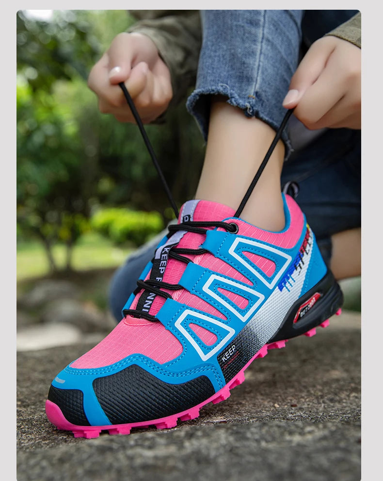Women Hiking Shoes Breathable Cushioning Outdoor Walking Travel Shoes Ultralight  Lace Up Climbing Bicycle Running Sneakers