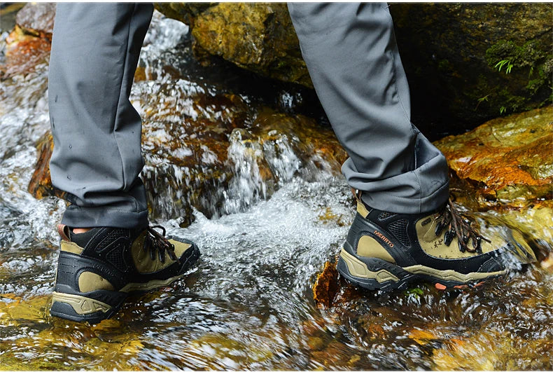 MERRTO cowhide Hiking shoes Men trekking boot mountian waterproof hunting Boots Male Sneakers Tactical Desert Combat Ankle Boots