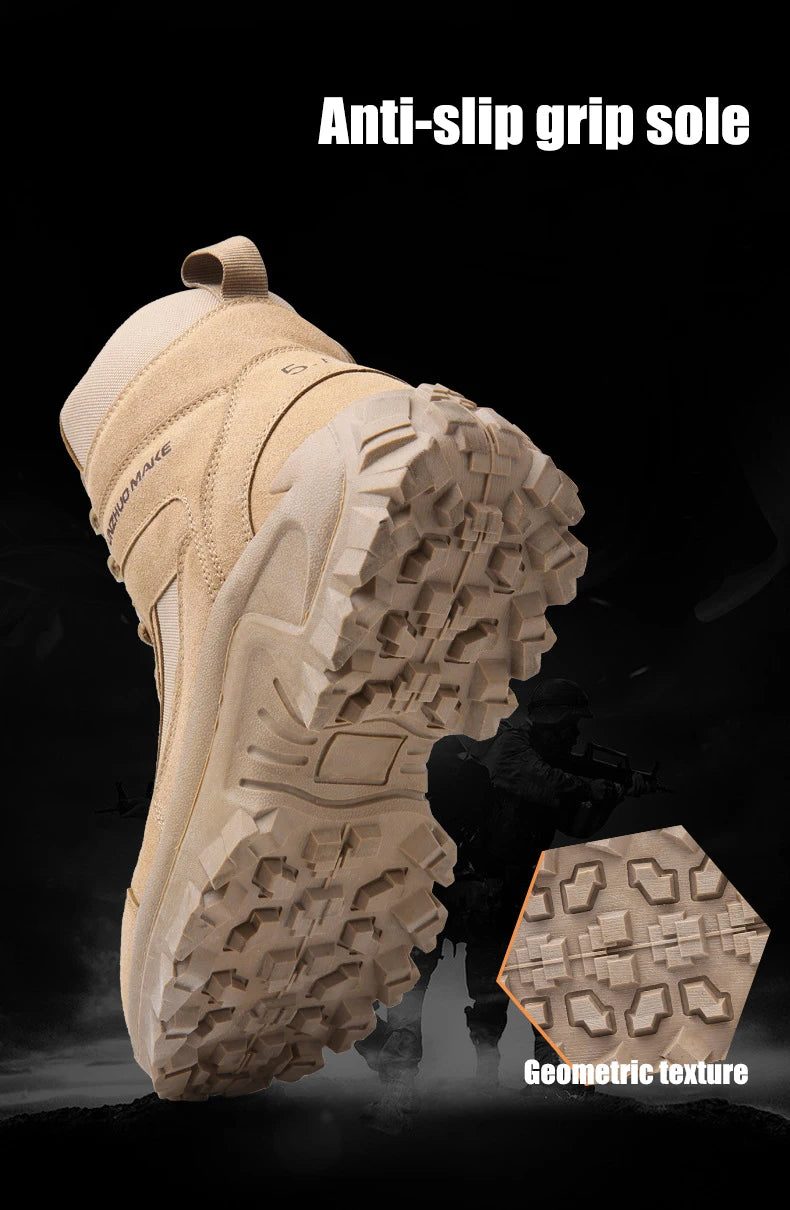 CHRLCK Men Non-Slip Hiking Shoes Combat Boots Wear-resistant Hiking Shoes Waterproof Mountaineering Trekking Boots Outdoor Sport