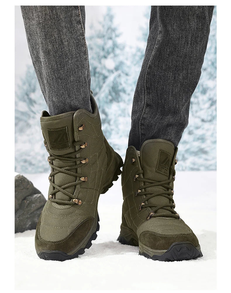 Winter Velvet Hiking Boots Men Warm Fur High Top Trekking Boots Man Outdoor Waterproof Men's Climbing Shoes zapatillas de hombre