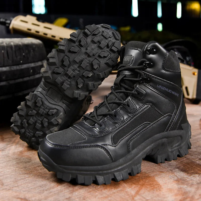 CHRLCK Men Non-Slip Hiking Shoes Combat Boots Wear-resistant Hiking Shoes Waterproof Mountaineering Trekking Boots Outdoor Sport