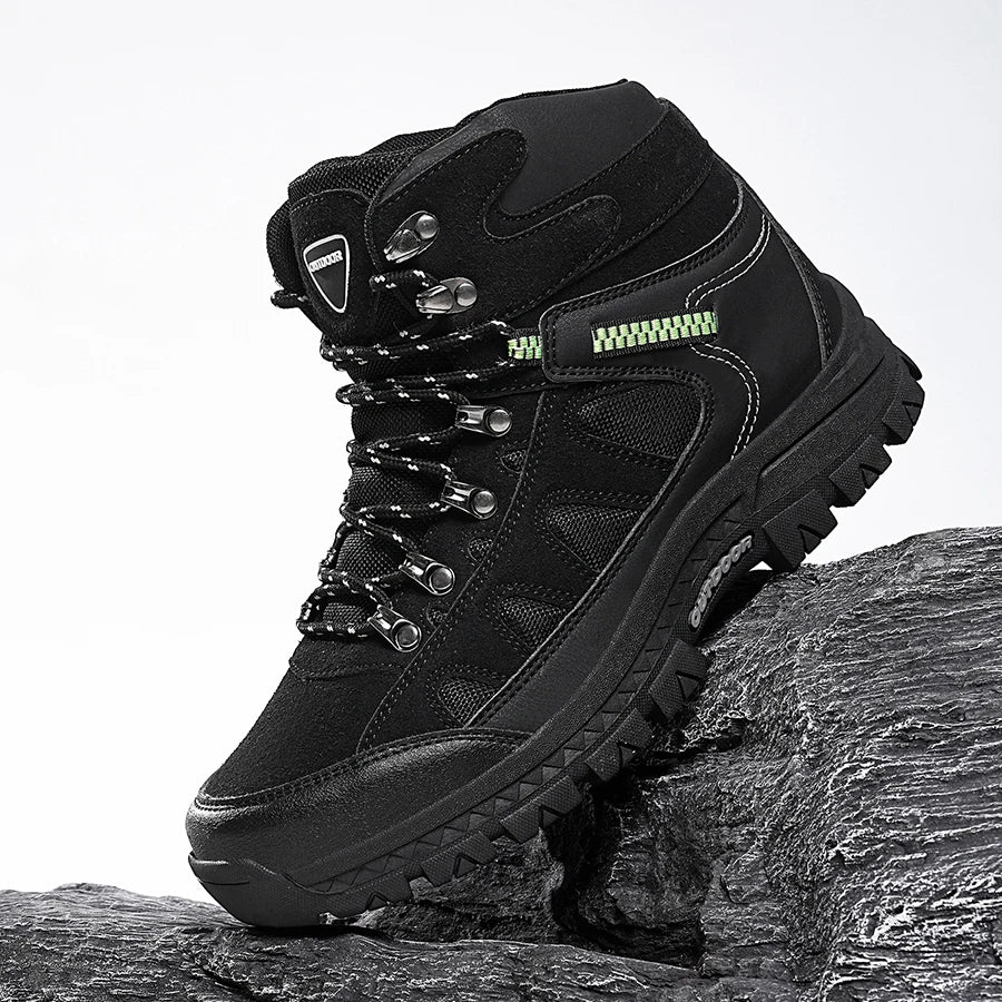 Mens Hiking Boots High Top Anti Slip Wear-resistant Thick Sole Comfortable Outdoor Travel Lace Up Sports Casual Trekking Boots