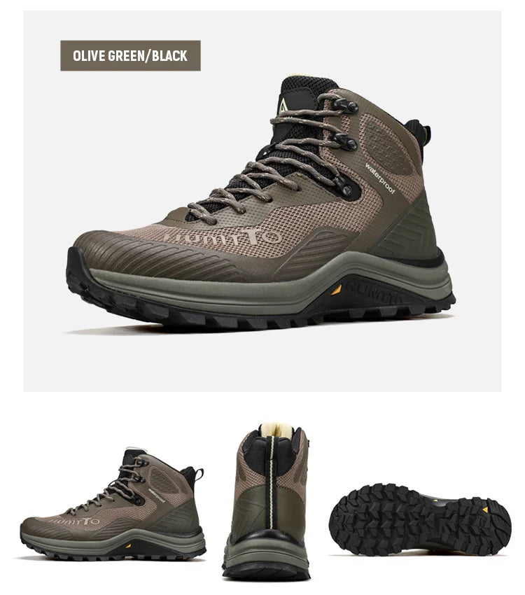 HUMTTO Hiking Shoes Men Trainers Outdoor Trekking Boots Mens Breathable Winter Men's Sports Shoes Leather Safety Work Sneakers