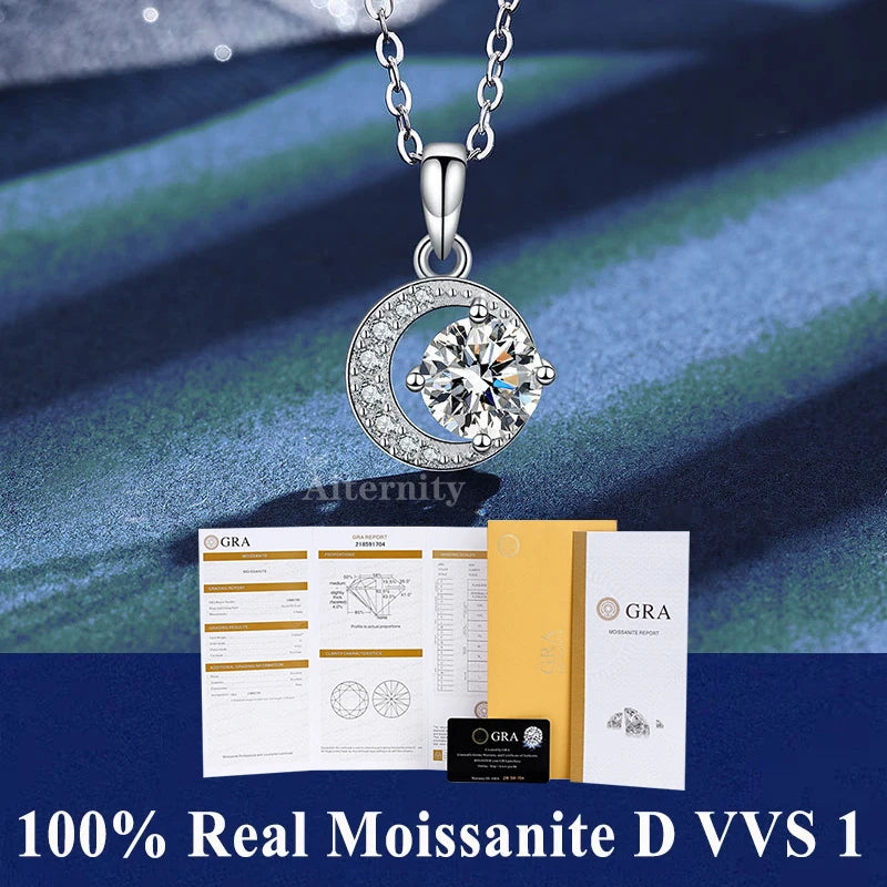 S925 Soild Sterling Sliver VVS1 D Color Moissanite Necklace  Chain With Certificate Fine Jewelry for Woman Jewelry