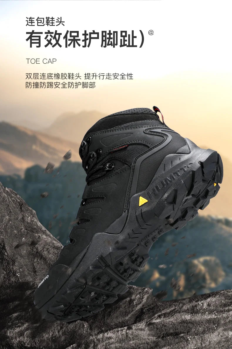 HUMTTO Cowhide Hiking shoes Men's waterproof hunting Boots Tactical Desert Combat Ankle trekking Boots Male Women warm Sneakers