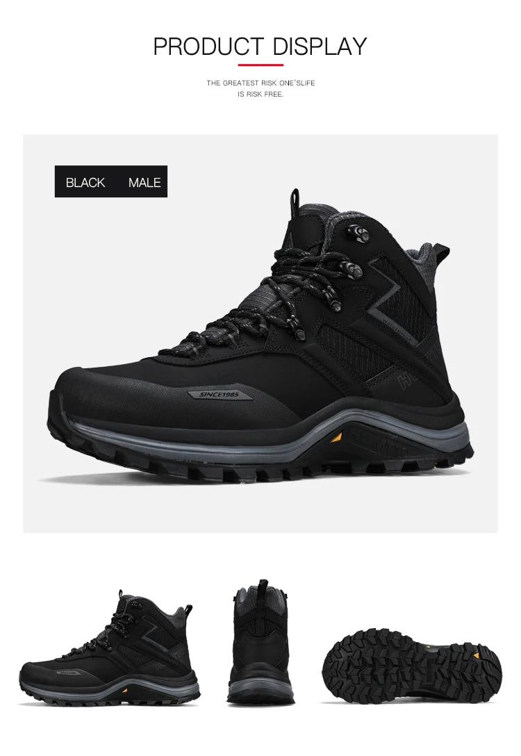 HUMTTO Hiking Shoes Men Trainers Outdoor Trekking Boots Mens Breathable Winter Men's Sports Shoes Leather Safety Work Sneakers