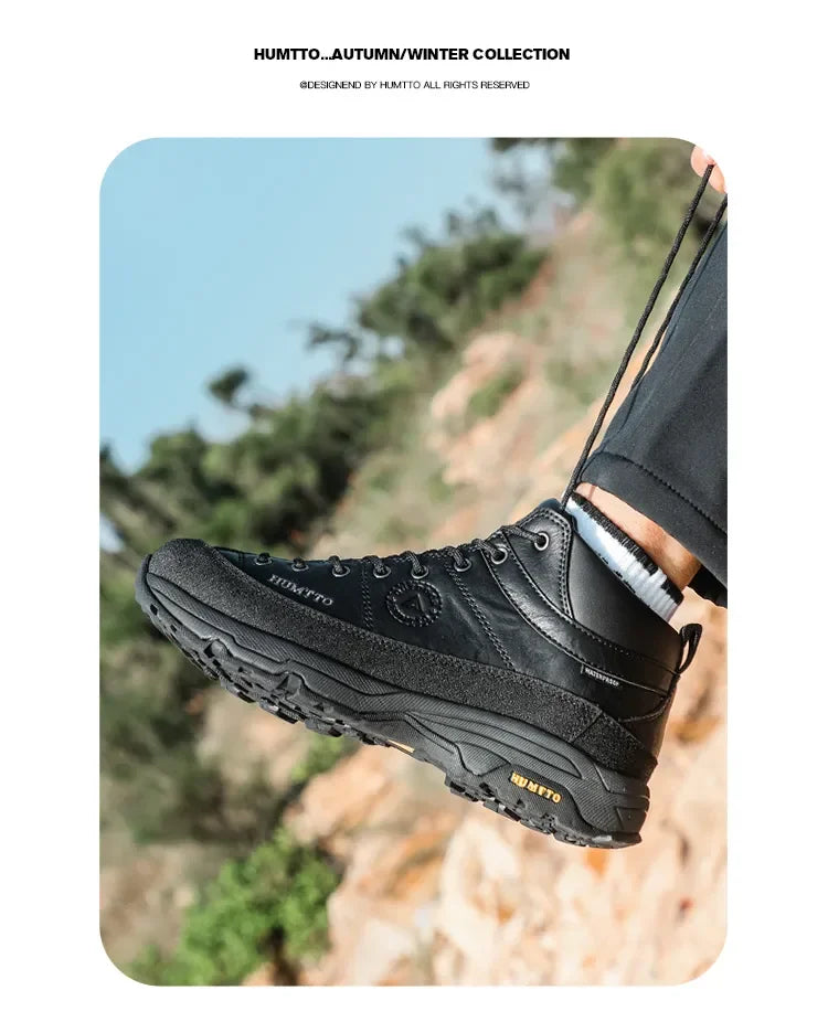 HUMTTO Hiking Shoes Breathable Camping Leather Men's Sports Shoes for Men Winter Trekking Boots Outdoor Designer Sneakers Man