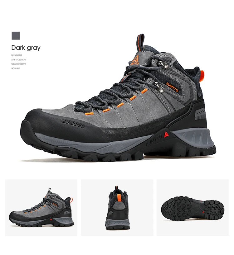 HUMTTO Hiking Shoes Men Trainers Outdoor Trekking Boots Mens Breathable Winter Men's Sports Shoes Leather Safety Work Sneakers