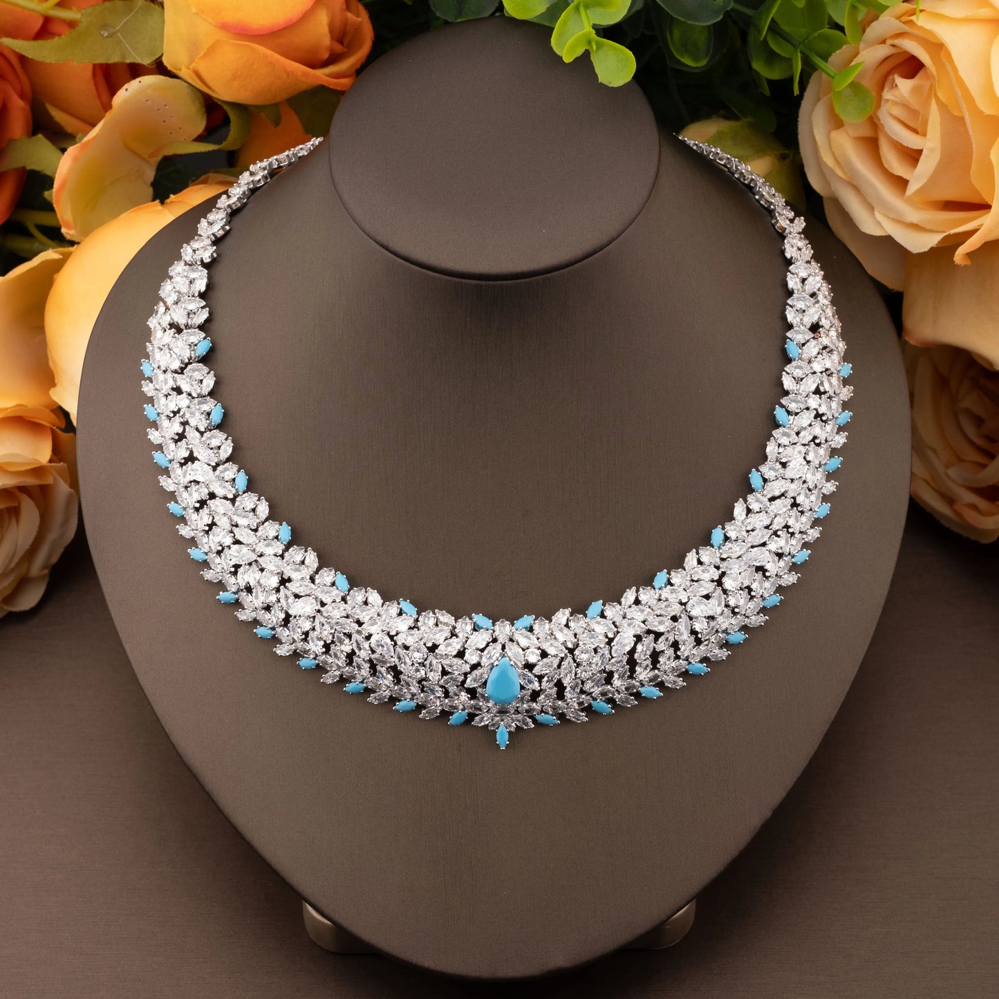 1 Set of High-End Luxury Jewelry Set with Sparkling Cubic Zirconia and Wheat Ear Design, Suitable for Women to Wear at Weddings