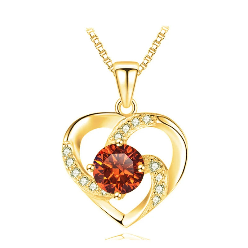 JoyceJelly 1CT Pass Tested Moissanite Heart Necklace for Women S925 Silver Gold Silver Color Diamond Pendant Birthday Party Gift
