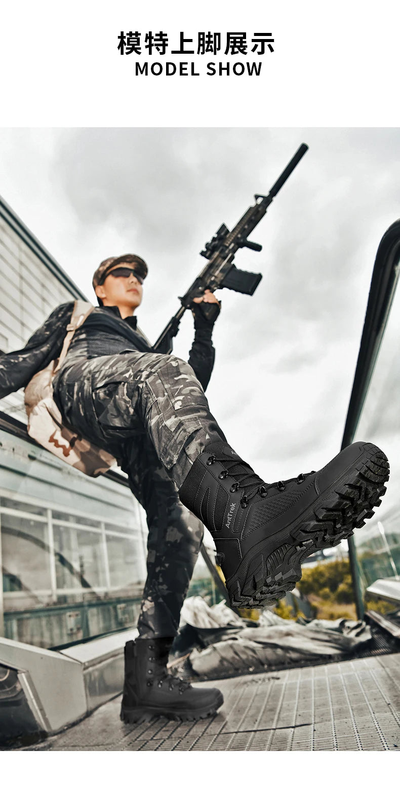 High Quality Fashion Brown Men's Hiking Boots Plus Size 46 Outdoor Tactical Boots Men Non-slip Trekking Boots for Men 2026