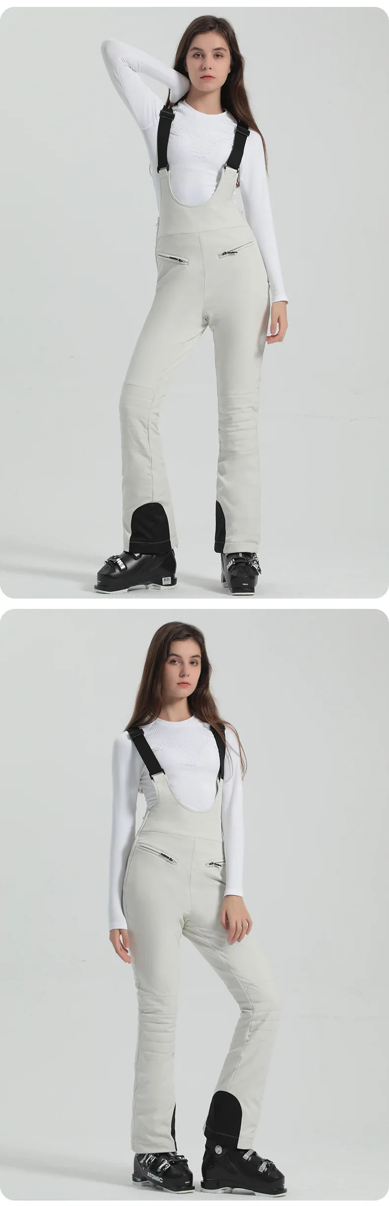 2024 Gsou Snow Winter Ski Pant Women Snowboard Strap Trouser High Waist Elastic Windproof Waterproof Thicken Thermal for Outdoor