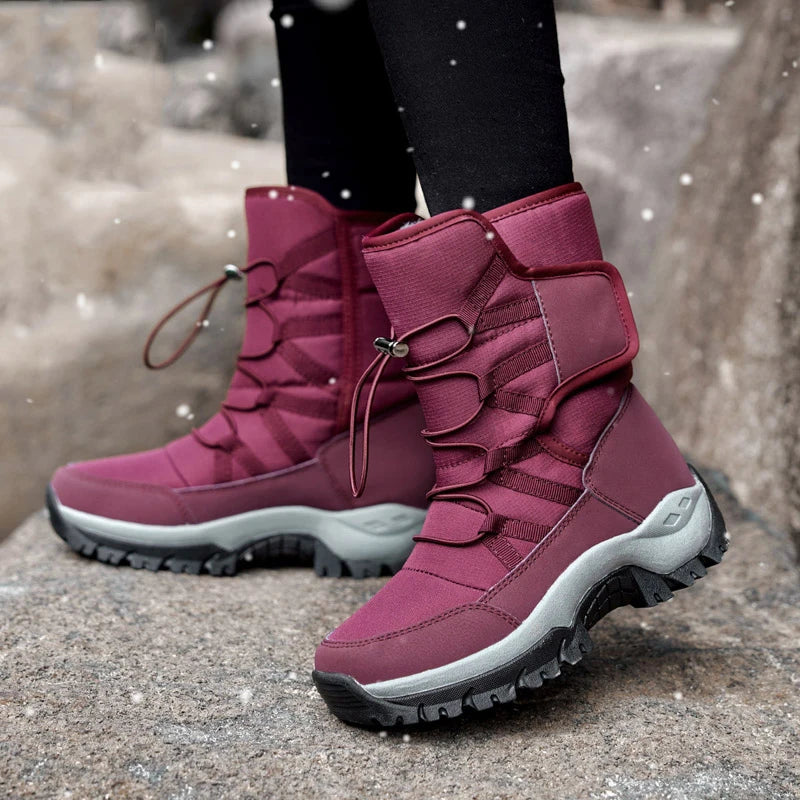 Women's Anti-Slip High-Top Trekking Boots Plush Warm Snow Shoes for Outdoor Hiking Mountain Climbing Winter Outdoor Activities