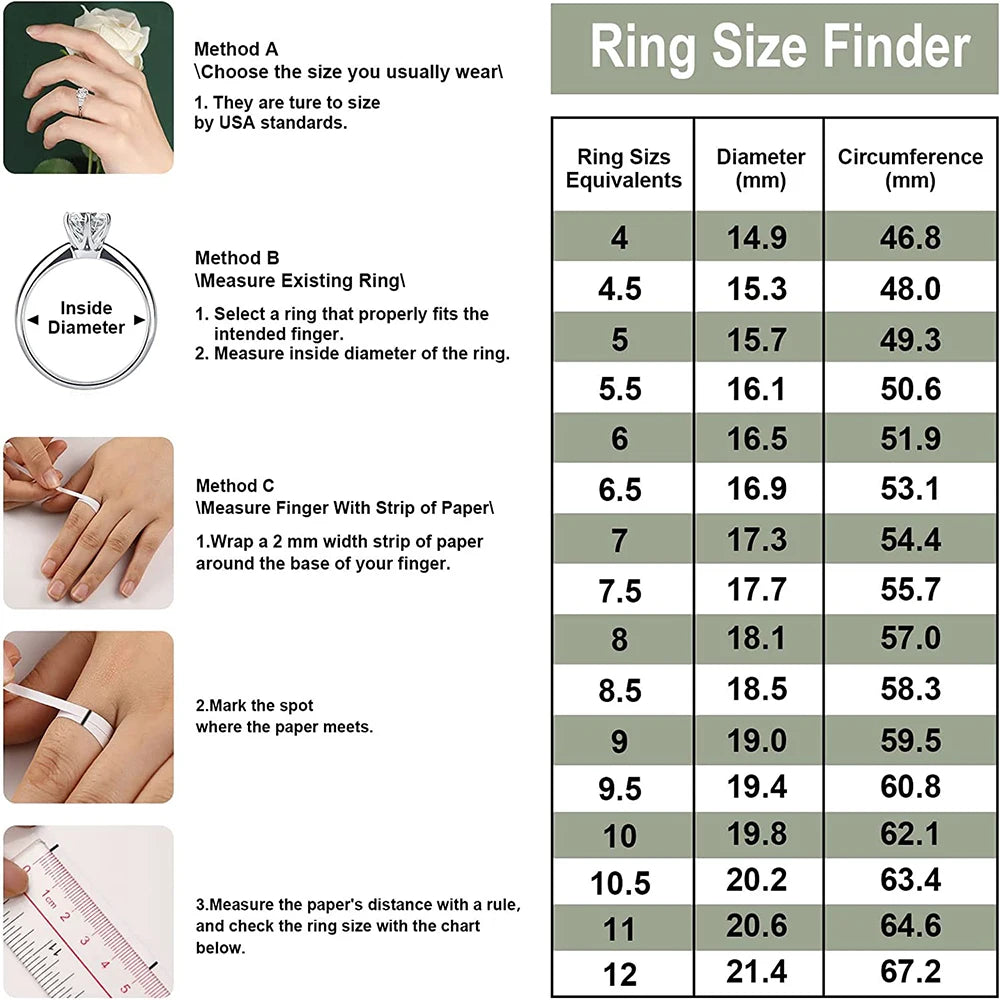4Carat Moissanite Diamond Engagement Ring with Certificates 925 Sterling Silver Three-Stone Wedding Band for Women Fine Jewerlry