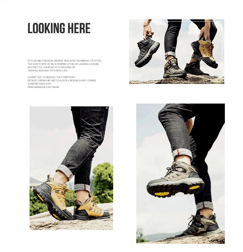 Outdoor Hiking Shoes Men and Women High-top Climbing Boots Non-slip Wear-resistant Trekking Shoes for Men 2024 Autumn Winter