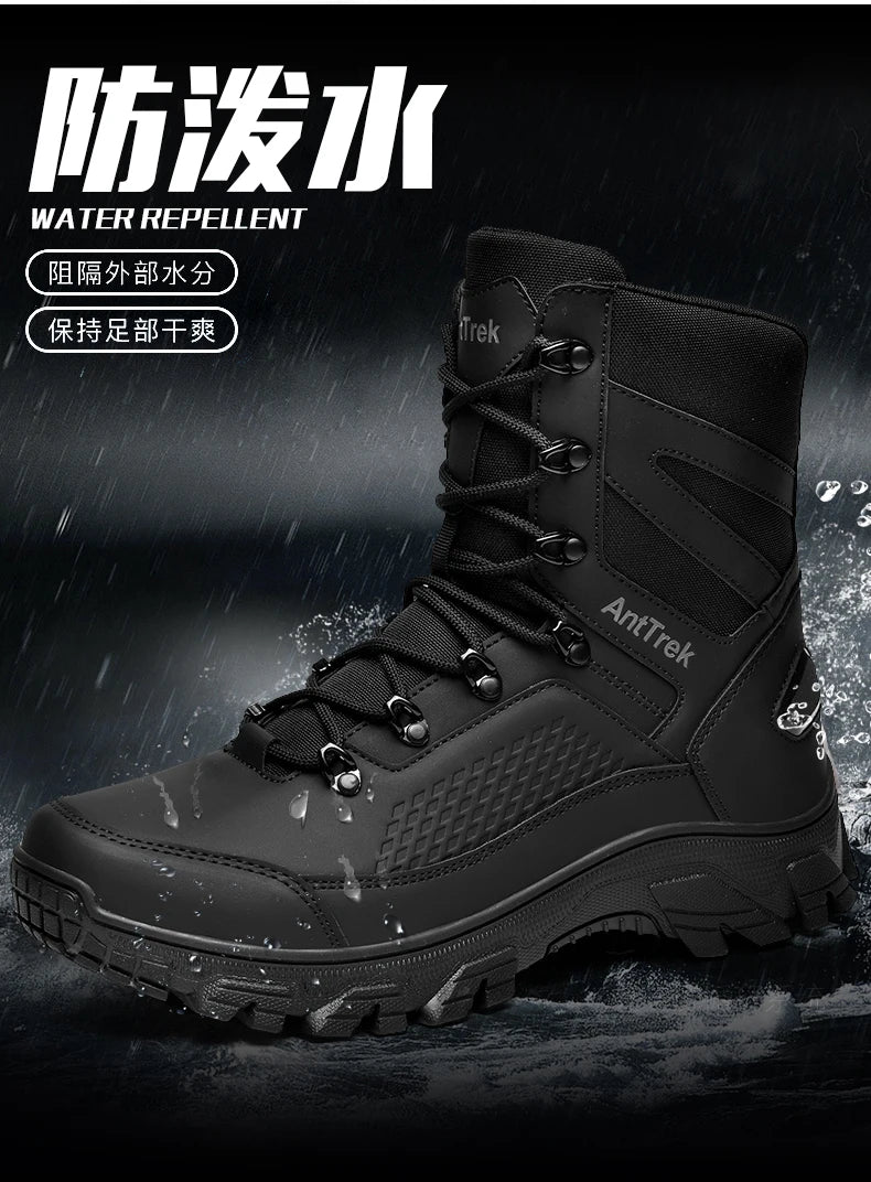 High Quality Fashion Brown Men's Hiking Boots Plus Size 46 Outdoor Tactical Boots Men Non-slip Trekking Boots for Men 2026
