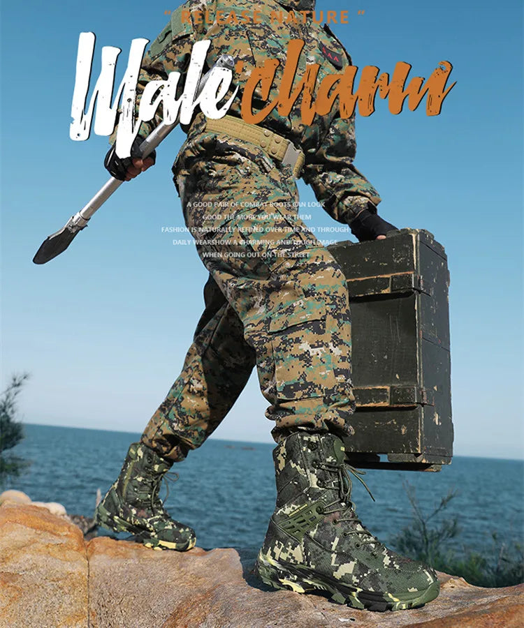 High Quality Men's Outdoor Boots Camouflage Hunting Man Trekking Boot Anti-slip Waterproof Boots Men botas senderismo hombre