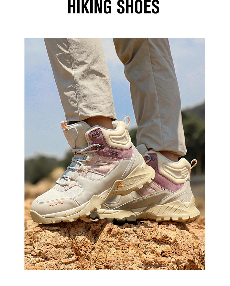 HUMTTO Waterproof Womens Hiking Shoes Luxury Designer Boots for Women Outdoor Climbing Trekking Sneakers New Leather Ankle Boots