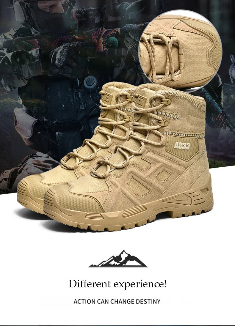 CHRLCK Men's Hiking Shoes Waterproof Non-slip Trekking Boots Outdoor Sport Wear-resistant Mountaineering Tactical Shoes