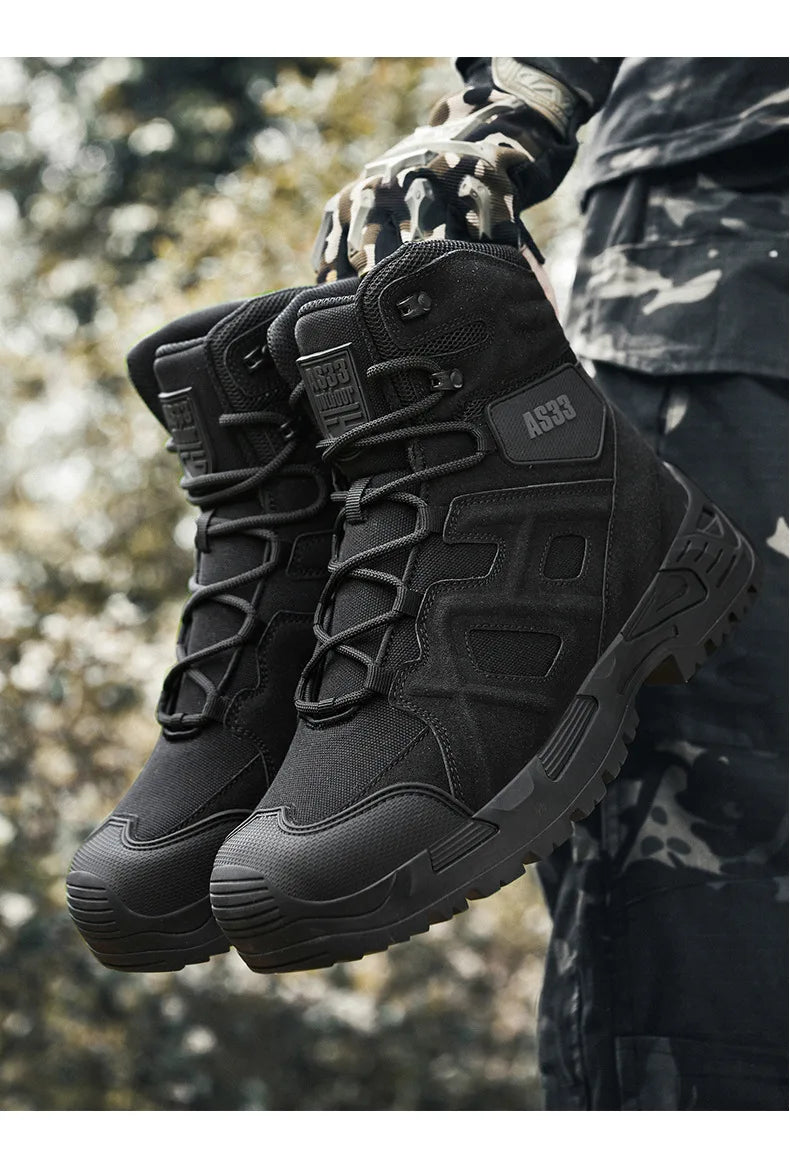 CHRLCK Men's Hiking Shoes Waterproof Non-slip Trekking Boots Outdoor Sport Wear-resistant Mountaineering Tactical Shoes