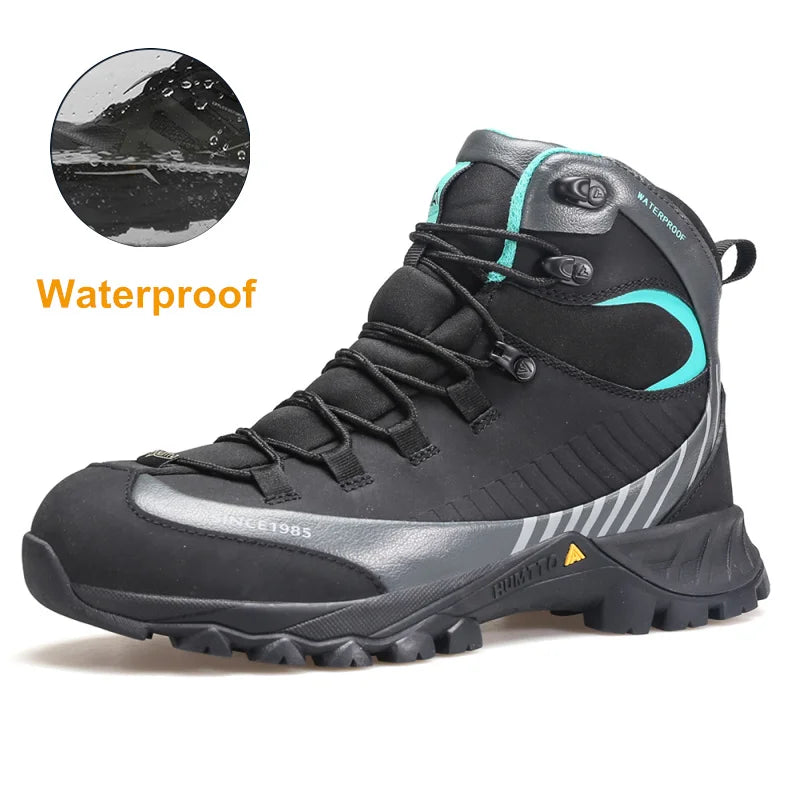 HUMTTO Waterproof Womens Hiking Shoes Luxury Designer Boots for Women Outdoor Climbing Trekking Sneakers New Leather Ankle Boots