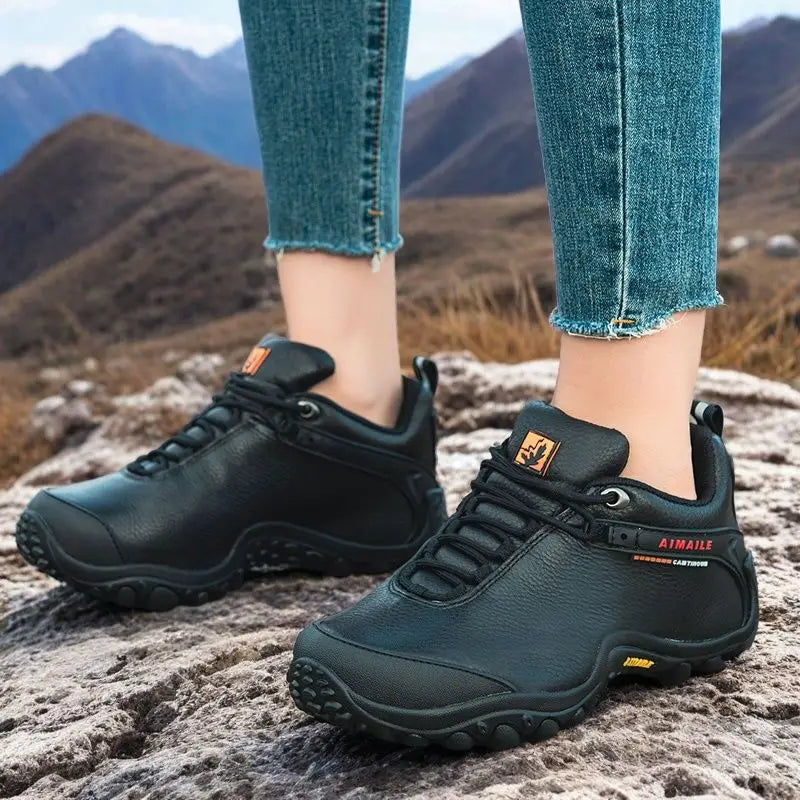 Cow Leather Winter Men Hiking Boots For Women Outdoor Waterproof Treeking Snow Shoes Climbing Mountain Hunting Walking Sneakers