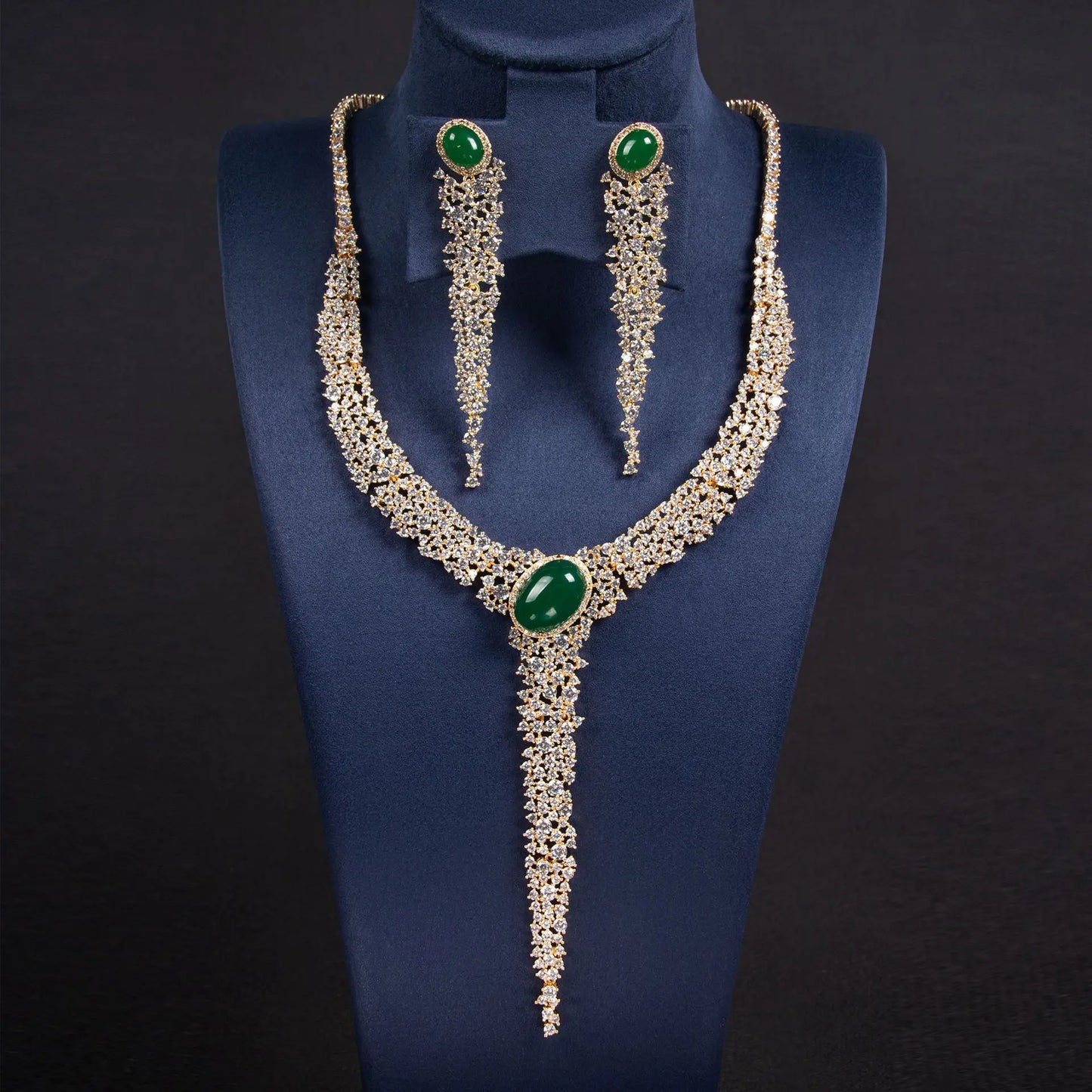 Diamonds Hollowed Out Round Necklace Pendant Earrings Jewellery Set Bridal Wedding Party Women's Dresses Accessories M-293