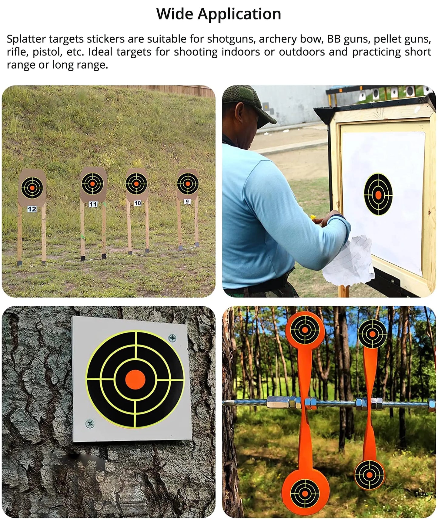 200Pcs Self Adhesive Shooting Target Sticker 7.6cm Splatter Splash Amp Reactive Practice Training Hunting Stickers