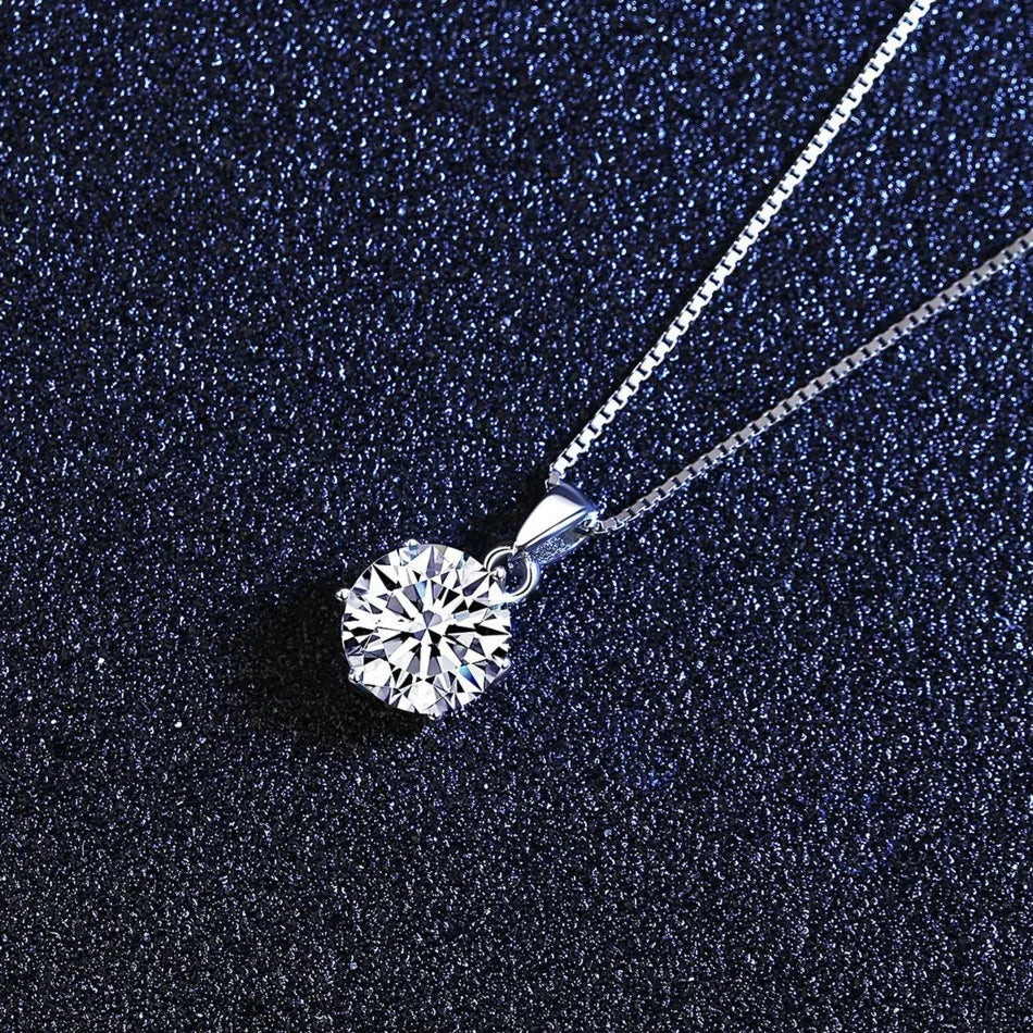 1 Ct Real Moissanite Pendant Necklace for Women Royal Blue Color Moissanite 925 Sterling Silver Wedding Fine Jewelry
