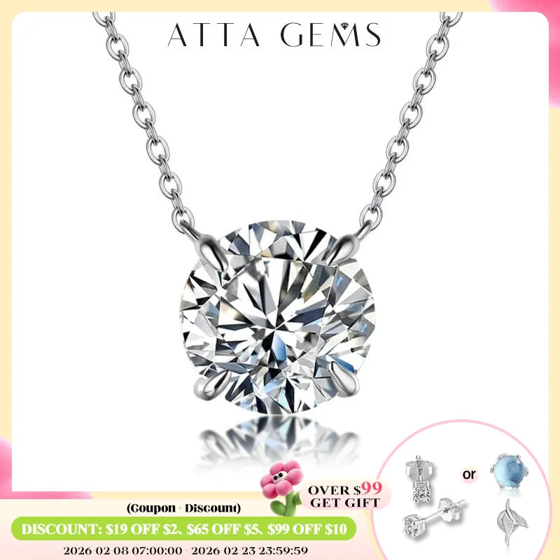 Moissanite Diamond 6.5mm 1CT Necklace For Woman Pendant 925 Silver Necklace For Women Chains Party Bridal Fine Jewelry