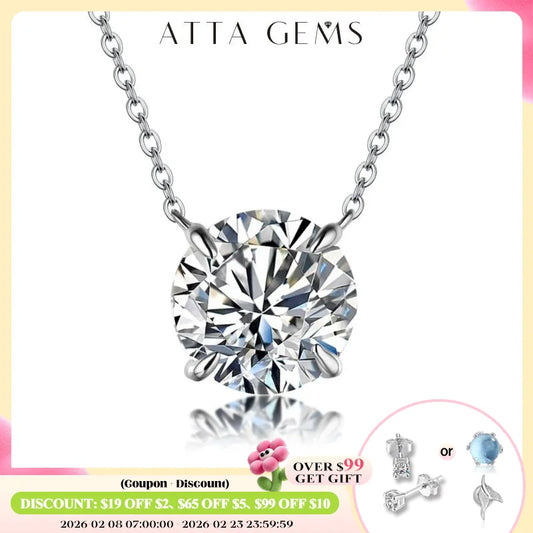 Moissanite Diamond 6.5mm 1CT Necklace For Woman Pendant 925 Silver Necklace For Women Chains Party Bridal Fine Jewelry