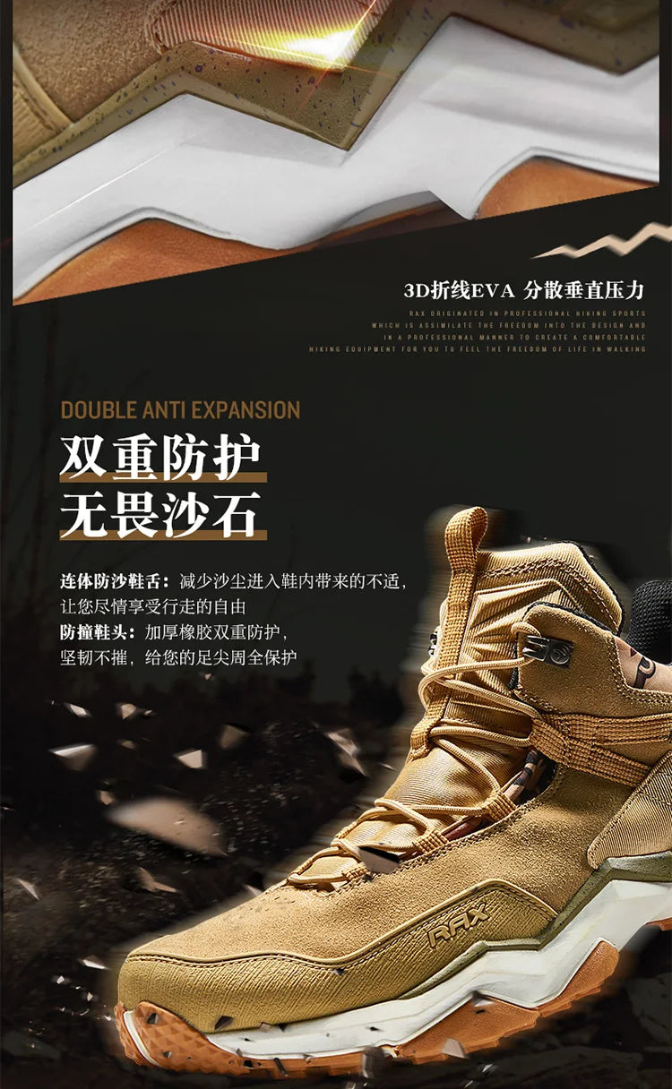 RAX Men's Waterproof Hiking Shoes Women Climbing Backpacking Trekking Boots Men Outdoor Shoes Anti-slip Mountain Sneakers Men